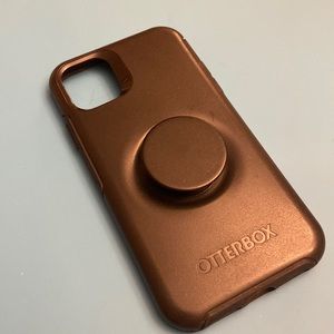 Black Otterbox case with pop socket- iPhone 11